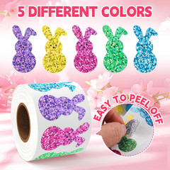 500 Pcs Bling Easter Bunny Stickers, 1.5» X 0.8», 5 Colors for Decorating
