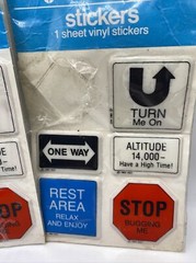 VTG 1982 American Greetings Puffy Vinyl Stickers Road Signs Funny Phrases NOS