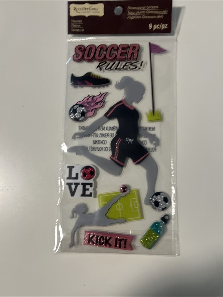 Recollections Girls Soccer Rules Goal Kick Ball Flags Player Cleat Shoes Sticker
