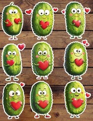 Valentines Pickle Die Cut Vinyl Stickers Set Scrapbooking Laptop Waterbottle