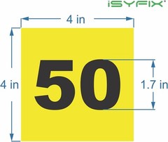 Yellow Consecutive Number Stickers – 1 to 50, 4-inch, 1 set – Vinyl Self Adhe…
