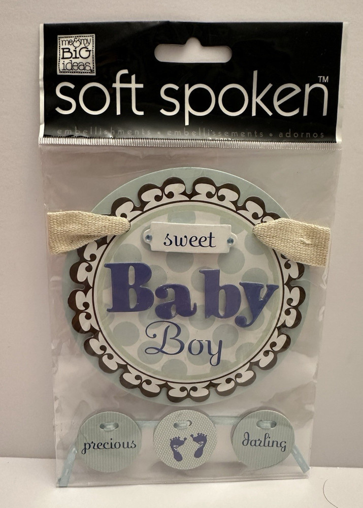Sweet Baby Boy scrapbooking Sticker Title Word FootPrints soft Spoken