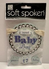 Sweet Baby Boy scrapbooking Sticker Title Word FootPrints soft Spoken