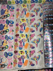 vintage stickers 90s lot Rose Art Metallic Animals Food Rainbows Smiley Faces #s