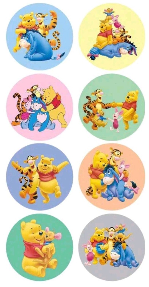 500 pc Sticker Color Roll Disney Winnie Pooh & Friends Semi Gloss Self Adhesive