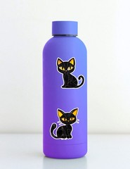 Stained Glass Cat Die Cut Vinyl Stickers Set Scrapbooking Laptop Waterbottle
