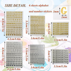 Glitter Letter Stickers for Resin 6 Sheets 3Mm Alphabet Number Stickers Alloy Me