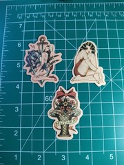 3 Retro Sailor Tattoo 2″ Stickers Navigation Ship Women Anchor Motorcycle Biker