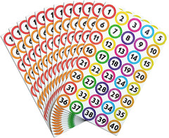 480 PCS Colorful Number Stickers 1–40 (1 Inch), Waterproof & Tear-Resistant Numb