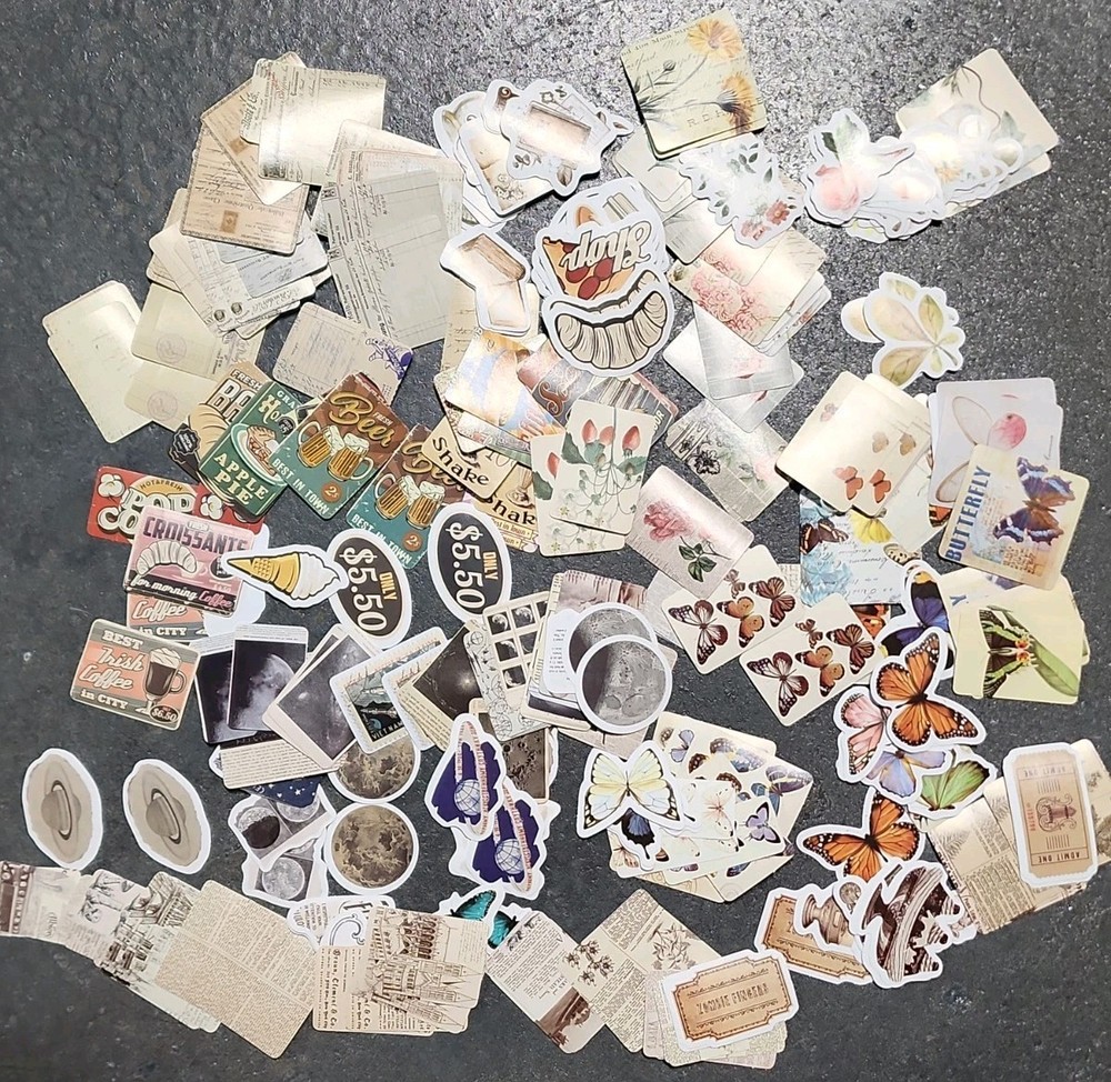 300 Pcs Vintage Stickers, Journaling. And Scrapbooking (Time Flies Set)