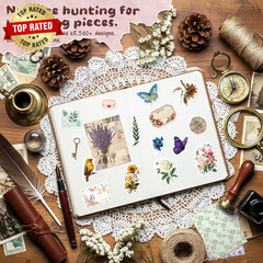 540 PCS Vintage Floral Scrapbook Supplies & Scrapbook Stickers Junk Journal Supp