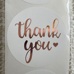 24 Thank You Stickers, 1.5 inch Rose Gold Foil Envelope Seals