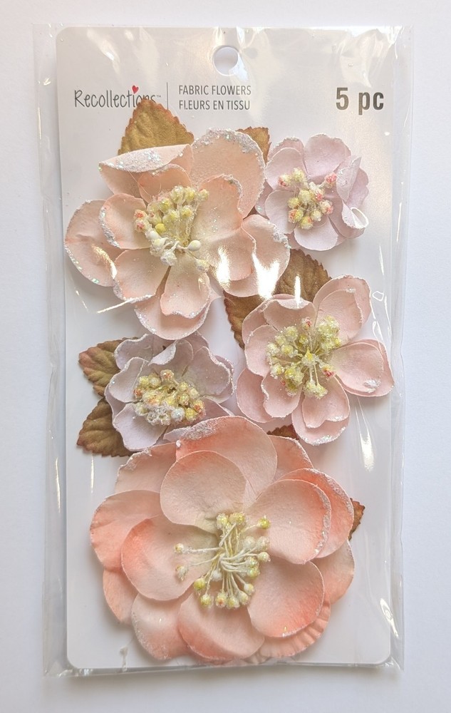 Coral Tatiana Fabric Flowers Scrapbooking Embellishments By Recollections