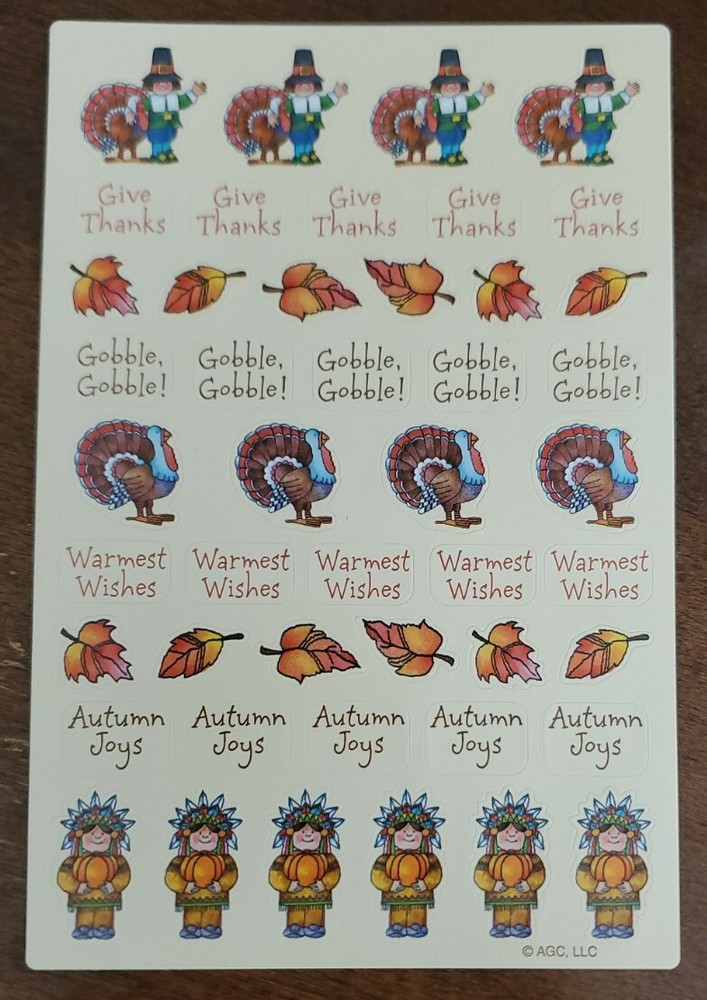 American Greetings Stickety-Doo-Da Thanksgiving Autumn Fall Sticker seals