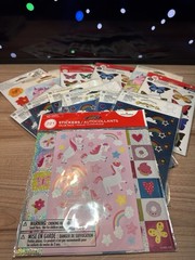 Sticker Lot 15 Packs Unicorn Rainbow Butterfly Flowers Girls Stickers NOS
