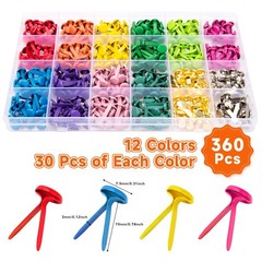 360 Pcs Brads for Paper Crafts, 12 Colors Metal Brass Brads Paper Fasteners