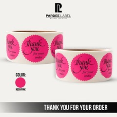 Thank You For Your Order Stickers- Neon Pink 2″ Starburst 250/Roll
