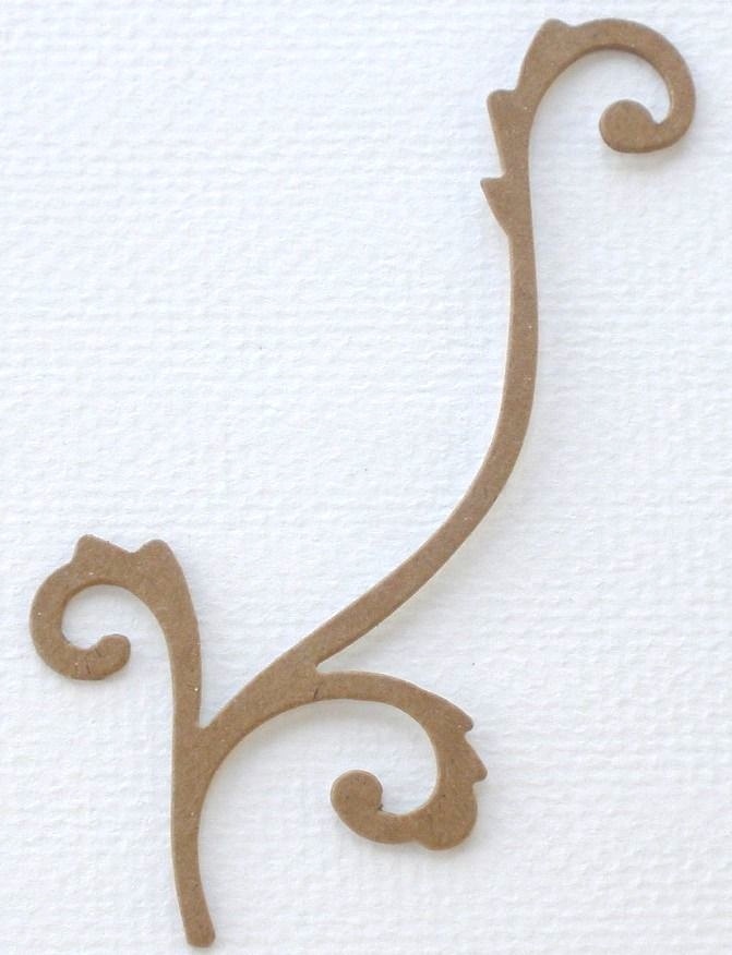 {6} ACCENT SWiRL – Style 5 – Bare Unfinished Flourish Chipboard Die Cuts – 4 1/2