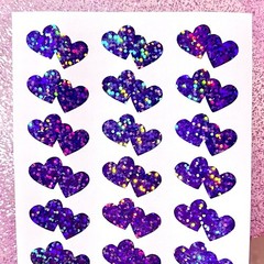 Holographic Sparkle Double Heart Stickers! – 0.5″ to 5 inch