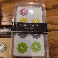 The Paper Studio Spare Parts Craft Brads Lot Flower Gemstone Heart Glitter Mixed