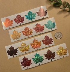 16 MAPLE LEAF STICKERS/FALL STICKERS/HOLOGRAPHIC LEAF STICKERS/AUTUMN STICKERS