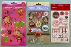 Lot Of Valentines Day Stickers! Jolee’s Boutique, Cloud 9, Reminiscence, Etc