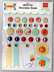 Echo Park A PERFECT SUMMER (30) BRADS & (5) TAGS scrapbooking