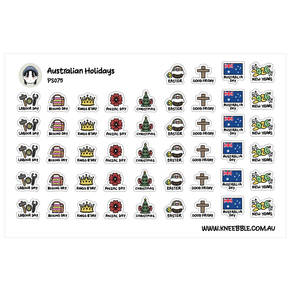 Australia Holiday Planner Stickers – 2026 Public Holiday Tracking Labels