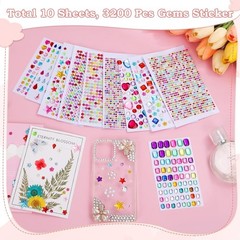 3500 Pcs Gems for Crafts, 10 Sheets Self Adhesive Jewels Stickers, Bling
