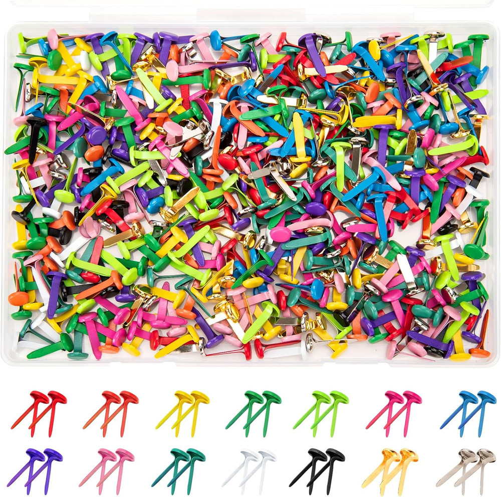420 Pcs Brads for Paper Crafts, 14 Colors Metal Brass Brads Paper Fasteners, Min