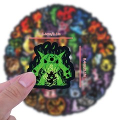 60 pcs Neon Pokemon Cartoon Stickers Pack Anime For Laptop Skateboards Luggage