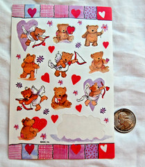 AGC Stickers TEDDY BEAR VAlentine hearts cute cupid love letter flowers