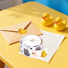 1000 Pcs Animal Rubber Duck Roll Stickers Self-Adhesive Funny Safari Zoo Anim…