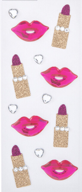 Rhinestone Hearts Lips Lipstick Stickers Self Adhesive Embellishments DIY Crafts