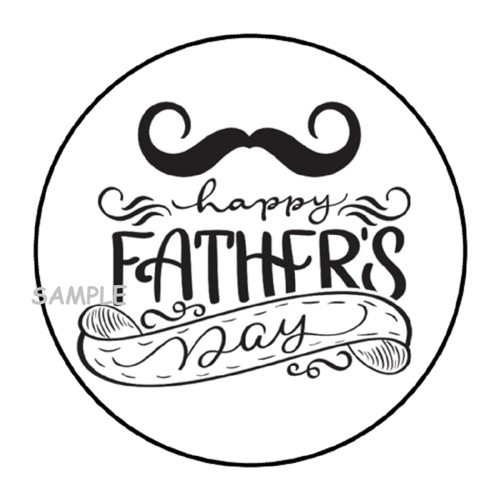 30 HAPPY FATHER’S DAY ENVELOPE SEALS LABELS STICKERS 1.5″ ROUND GIFTS MUSTACHE