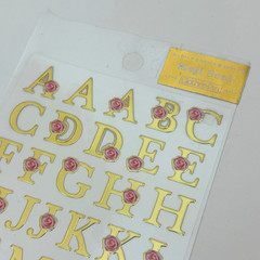 ClothesPin Moji Clear Seal Gold Rose Alphabet Letters Stickers