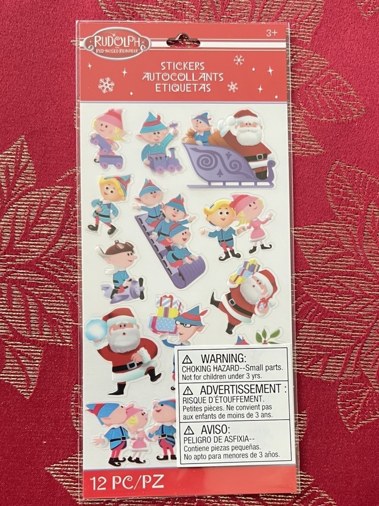 RARE LAST ONES – RUDOLPH SANTA ELVES STICKO STICKERS – FREE SHIPPING