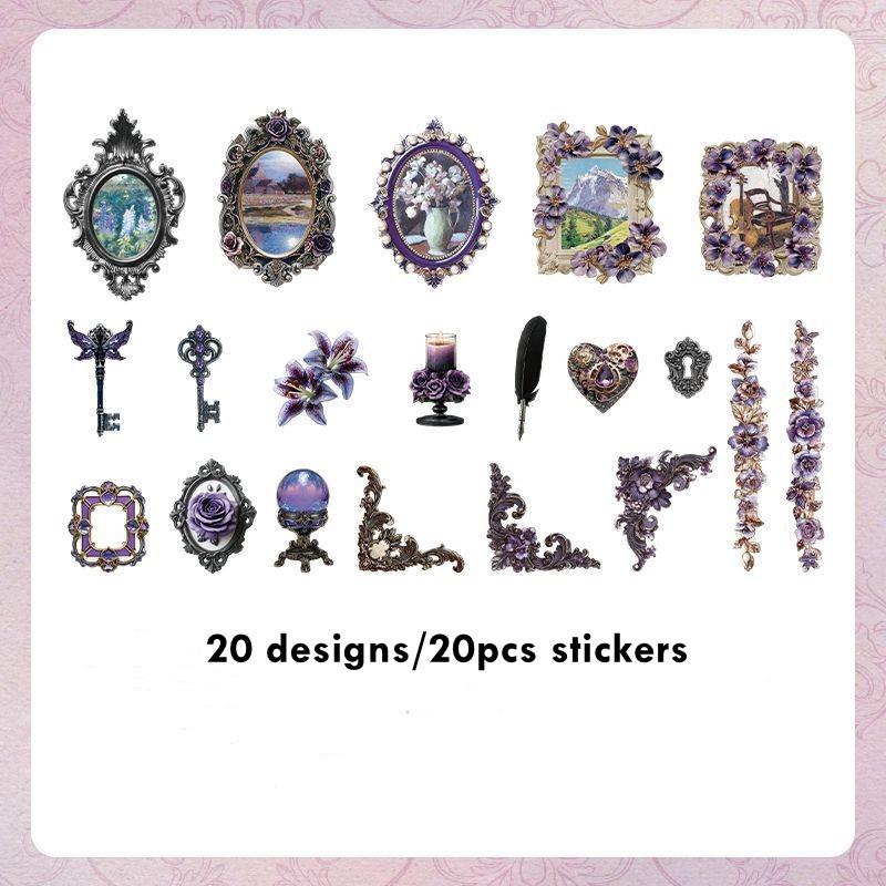 20Pcs Vintage Baroque Paper Stickers Junk Journal Album Scrapbooking Collage Art