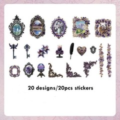 20Pcs Vintage Baroque Paper Stickers Junk Journal Album Scrapbooking Collage Art