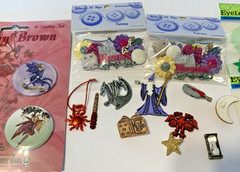 Scrapbook Embellishments Lot MYTHICAL FAIRIES MAGIC DRAGONS Brads Buttons Pins