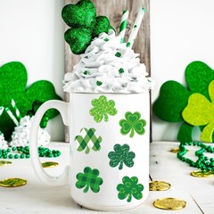 1000 Pcs St. Patrick’s Day Stickers Roll Green Laser Shamrock Lucky Clover Spa