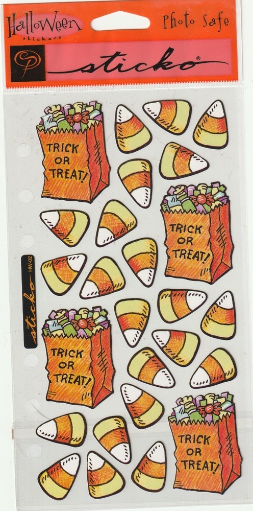 Vintage Sticko flat stickers TRICK OR TREAT HALLOWEEN theme 46656 FAST FREE ship