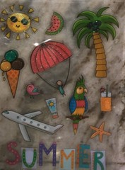 Stickers-1 Sheet Of 12 Pieces(Summer/Travel/Sunshine/Ice Cream/Birds)SHIPN 24HRS