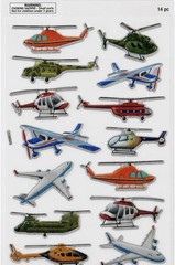 Stickabilities 1 Sheet Puffy Planes & Helicopters 14 Stickers Air Transportation
