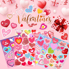 36 Sheets Heart Stickers Valentine Stickers Valentines Day Stickers Crafts Decor