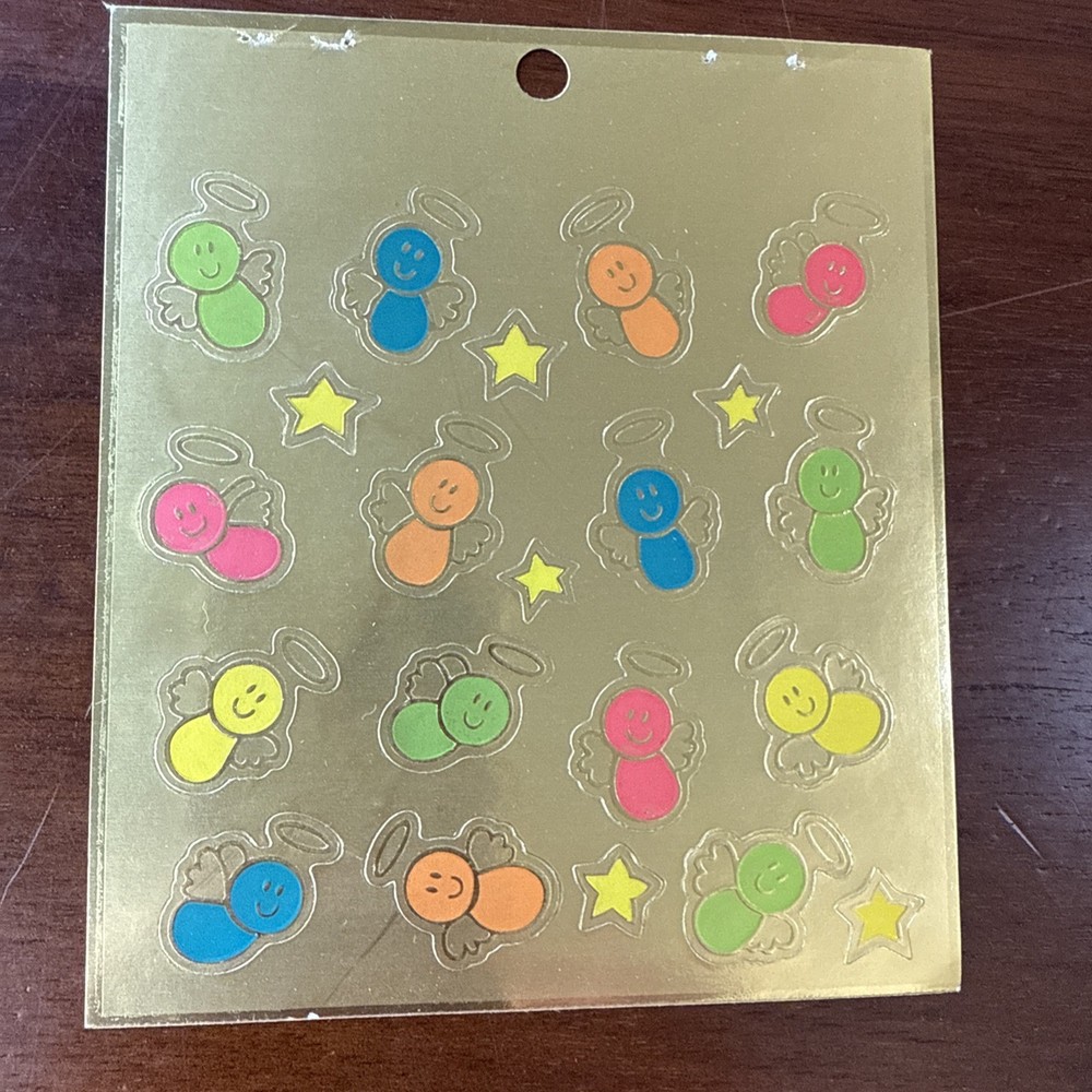 Vintage Redi-Stix Little Angels Foil Sticker Sheet Standard Publishing Christian