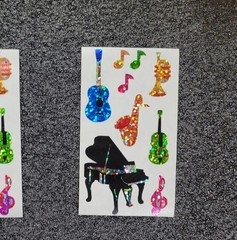 RARE VINTAGE HAMBLY STUDIOS «MUSICAL INSTRUMENTS» STICKERS FOIL COLLECTABLE