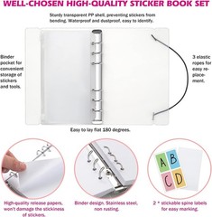 Reusable Sticker Album with Pockets, 100 Sheets, Blank Sticker Book with Twee…