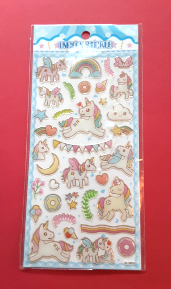 Kawaii epoxy unicorns 3D sticker pkg *damaged* (free ship $20 min US only)