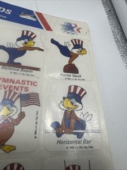 Olympic PERK-UPS Stickers GYMNASTIC EVENTS NIP 1984 Vtg 3 Sheets USA EAGLE LA !